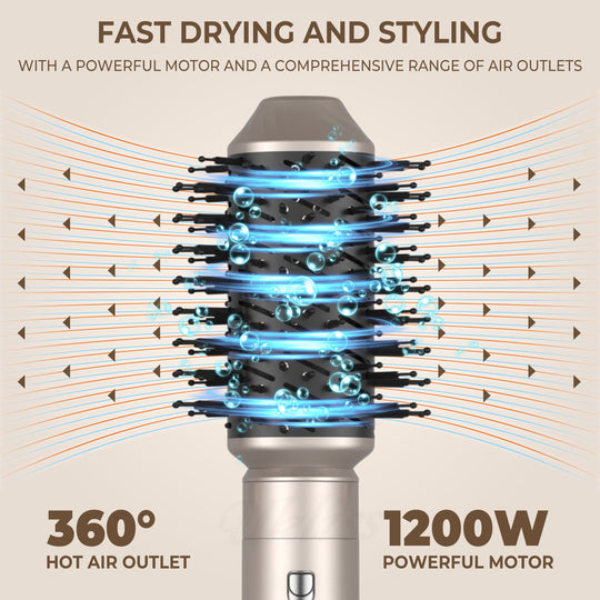 Professional 6-in-1 Hair Dryer, Straightener & Styling Brush