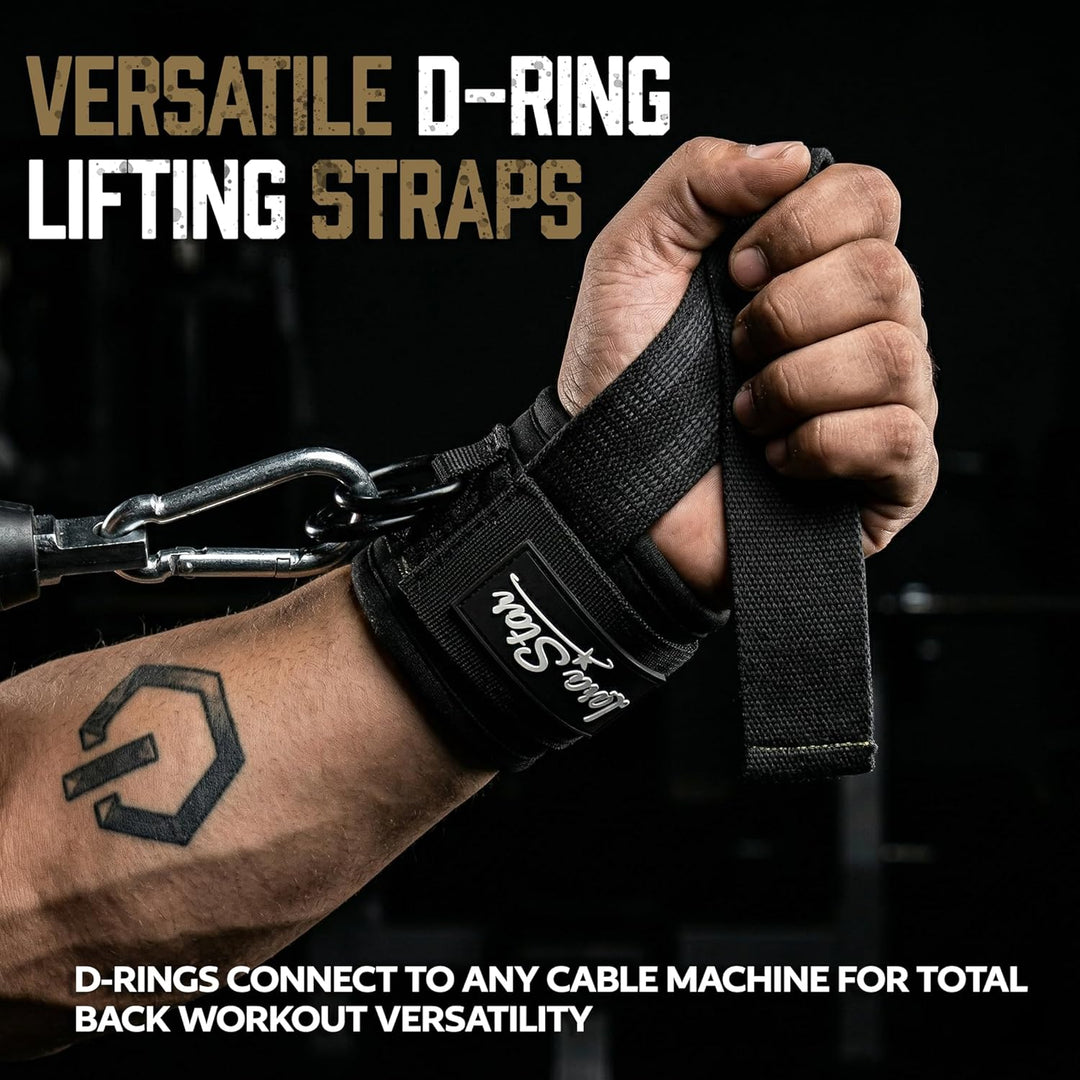 Premium Weight Lifting Straps with Heavy-Duty D-Ring