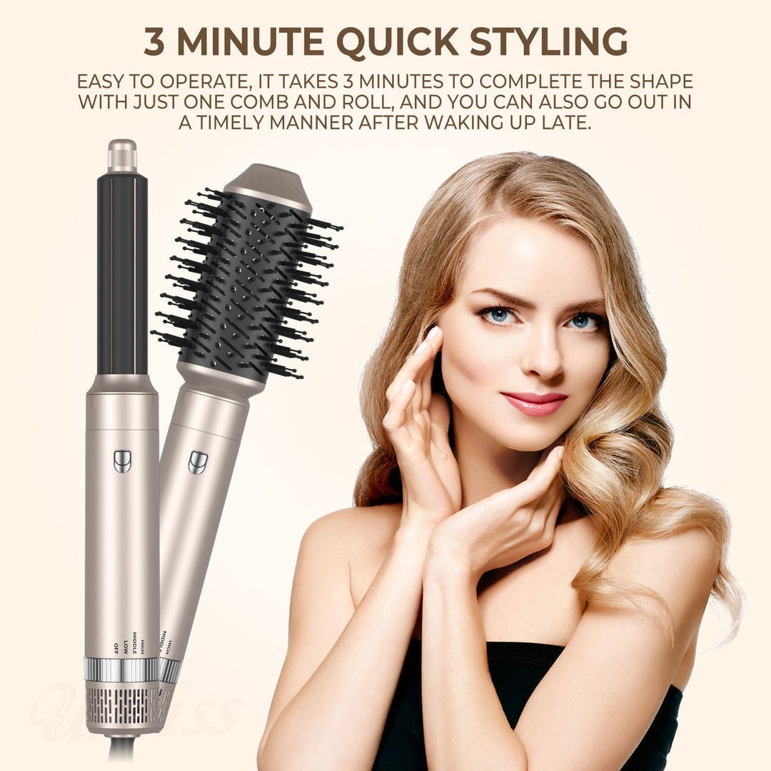 Professional 6-in-1 Hair Dryer, Straightener & Styling Brush