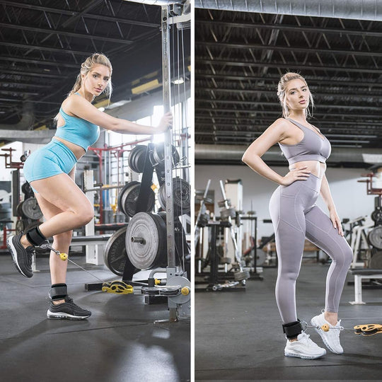 Premium Ankle Straps for Cable Machines – Adjustable Padded Glute Kickback Cuffs with D-Ring