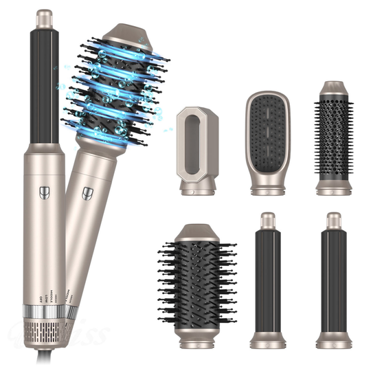 Professional 6-in-1 Hair Dryer, Straightener & Styling Brush