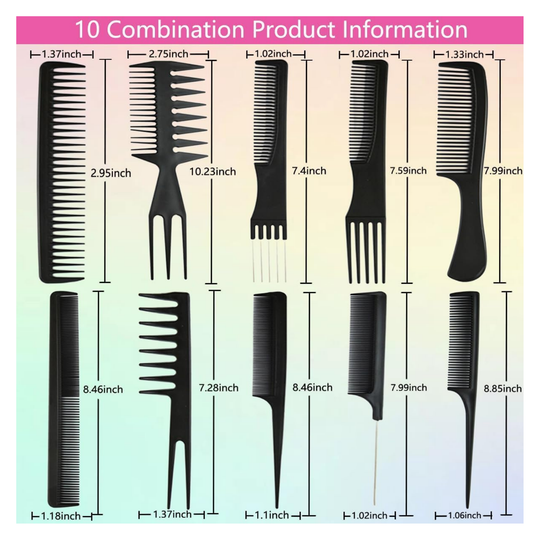 10-Piece Hair Comb Set