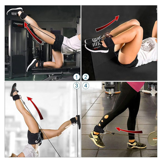 Premium Ankle Straps for Cable Machines – Adjustable Padded Glute Kickback Cuffs with D-Ring