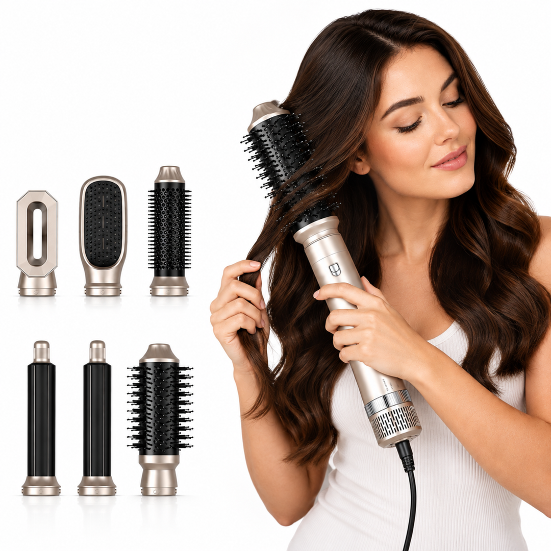 Professional 6-in-1 Hair Dryer, Straightener & Styling Brush
